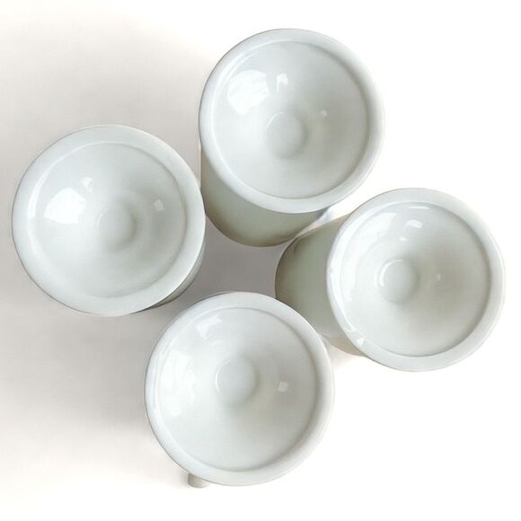 Vintage Irish Coffee White Shamrock Green Trim Footed Ceramic Mugs Set of 4 - Picture 16 of 16